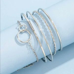 Rhinestone 5 Piece Cuff Bracelet Set